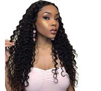 HBYLEE - 13 x 4 perruques de cheveux humains ondulés longs et profonds noirs de densité 150 % 4 pouces [Couleur : 35,6 cm]