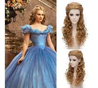 HBYLEE - Anime 65 cm Blonde Mix Vague Longue Partie centrale Style Cheveux Synthétiques Cosplay Perruques Complètes pour Femmes Princesse Cendrillon [Couleur : Blond]
