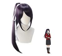 HBYLEE Anime Coser pruik Cosnble Sayaka Igarashi Perruque Anime Kakegurui Joueur de forcé Costume Cosplay Cheveux longs noirs avec pendentif porte-clés [Couleur : une]