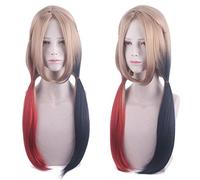 HBYLEE - Anime Role Play For 2 Squad Harley Cosplay Quinn Red Dress Wig Red And Blue Double Color Ponytail Cos Props [Couleur : bleu]