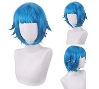 HBYLEE - Anime Role Play For Arcane Blue Wig Perruque courte de cosplay, résistante à la chaleur, perruque synthétique pour fête, couleur : bleu