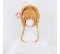 HBYLEE Biamoxer Sakura Clear Card Captor Perruque de cinéma Blond Marron Cosplay Perruque de fête Cosplay Full Wig Free Cap Taille unique Champagne [Couleur : selon plan]