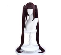 HBYLEE Cosplay Nekopara Chocolat Chocolat Longue Queue de Cheval Brun Vanille Kawaii Rose 100 cm Cheveux Résistants à la Chaleur Perruque Cosplay + Perruque Bonnet Rose Pour Fête (Couleur : Marron,