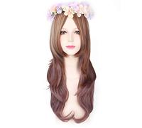HBYLEE Harajuku Lolita Perruque longue ondulée Cheveux synthétiques Anime Cosplay Violet Bleu Marron Points forts Perruques de fête colorées pour femmes PL-143 [Couleur : PL-143]