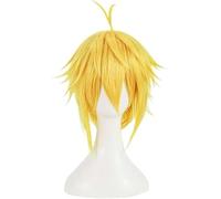 HBYLEE Meliodas Perruque courte dorée pour cosplay Anime Les sept péchés capitaux Jeu de rôle Costume d'Halloween + bonnet [Couleur unique]