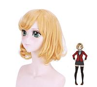 HBYLEE - Perruque Anime Coser pruik Cosnoble Itsuki sumeragi Anime Kakegurui Joueur forcé Gambler Cosplay Cheveux courts dorés avec trousseau de clés [Couleur : Onecolor]