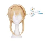 HBYLEE - Perruque Anime Coser pruik Cosnoble Lumine avec clip à cheveux Game Genshin Costume de cheveux jaune [Couleur : Onecolor]