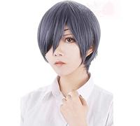 HBYLEE - Perruque Anime Cosplay Black Butler Cosplay Perruques Ciel Phantomhive joue des cheveux courts gris bleus Halloween 1 : 1 Perruque Femmes Hommes [Couleur : noir]