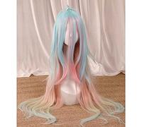 HBYLEE Perruque Anime Cosplay No Game No Life Shiro Sora Cosplay Wig Gradual Blue Pink Yellow Long Straight Anime Synthetic Hair Adult Role Play [Couleur : selon le plan]