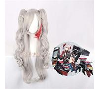 HBYLEE Perruque cosplay Anime Azur Lane Prince Eugen - Costume de cosplay - Argent gris dégradé - Longue queue bouclée - Double queue - Couleur : selon le plan