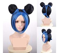 HBYLEE Perruque Cosplay Anime Cosplay 4 couleurs JoJos Aventure bizarre Vent doré Jolyne Cujoh Kujo Perruques JoJo Pas de Kimyou na Bouken Chignon Tresses Cheveux Cosplay Perruques Bleu