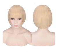 HBYLEE - Perruque courte de cosplay - Cheveux synthétiques - Blond rose - Châtaignier - Gris - Vert - Rouge - Bleu - Blanc - Noir - Perruque courte pour femme blonde [Couleur : blond]
