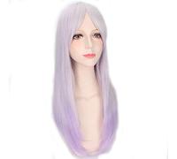 HBYLEE Perruque de cheveux longs et droits Harajuku Lolita - Mélange tendance - Gris - Pour femme - Anime Cosplay Halloween - Avec bang PL-207 [Couleur : PL-207]