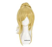 HBYLEE Perruque de cosplay Anime Coser pruik votre mensonge en avril Miyazono Kaori Cosplay Blond clair doré Clip queue de cheval synthétique résistante à la chaleur + bonnet de perruque [Couleur :