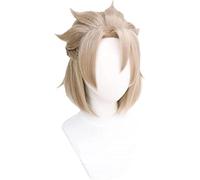 HBYLEE - Perruque de cosplay Genshin Impact Albedo Cosplay 35 cm Lin Court Résistant à la Chaleur Cheveux Synthétiques Halloween Fête Anime Cosplay [Couleur : Onecolor]