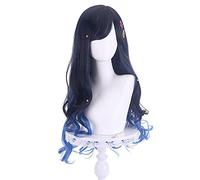 HBYLEE - Perruque de jeu de rôle pour Shiraishi Un projet de cheveux bouclés noir et bleu mixte cosplay [Couleur : noir]