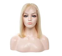 HBYLEE - Perruque droite ondulée or rose bob cheveux humains perruque brésilienne pour femmes noires beauté cheveux purs avec les cheveux de bébé sans colle 130 % densité 25,4 cm [Couleur : 25,4 cm]