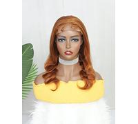 HBYLEE Perruque en dentelle humaine moyenne pour femme noire, densité 150 x 30 cm, taille : 50 cm