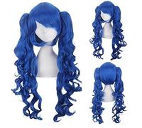 HBYLEE Perruque Lolita pour cosplay - Cheveux synthétiques longs ondulés - Avec 2 perruques en queue de cheval - Marron - Rose - Blond violet - Bleu - Multicolore - Avec 2 perruques en queue de poney