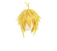 HBYLEE Perruque pour cosplay Anime Coser pruik The Sin of the Seven Deadly Sins of Wrath Meliodas Cosplay Wigs - Perruque courte dorée résistante à la chaleur + bonnet