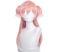 HBYLEE Perruque pour cosplay Anime Coser Wig Game Genshin Impact Wigs Yanfei Femmes Gradient Rose Blanc Cosplay Wig 60 cm Long Strength Cheveux Synthétiques Halloween Party Play + Cap