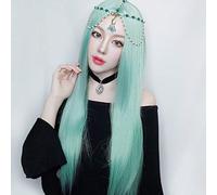HBYLEE Perruque pour cosplay anime cosplay - Cheveux synthétiques gris européen et américain - Blanc et vert - Perruque de cosplay féminine - Performance en boîte de nuit