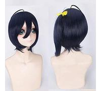 HBYLEE Perruque pour cosplay Anime Cyuunibyou Demo Koi ga Shitai Takanashi Rikka Cosplay Perruque Halloween 45 cm Violet Noir Court Cosplay Perruques Cheveux + Bonnet de perruque Taille unique Rikka
