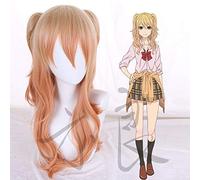 HBYLEE Perruque pour cosplay Biamoxer Citrus Shitorasu Aihara Yuzu Cosplay Perruque ondulée Queue de cheval Blond Orange Adulte Cheveux faciaux