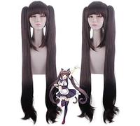 HBYLEE Perruque pour cosplay - Cheveux synthétiques - Chocolat Nekopara - Résistant à la chaleur - Avec bonnet