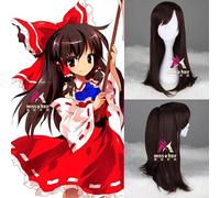 HBYLEE Perruque pour cosplay japonais Anime TouHou Project pour femme Hakurei Reimu Cosplay Rôle Play Cheveux droits marron avec queue de cheval