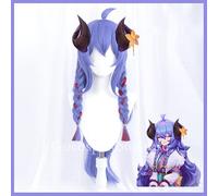HBYLEE Perruque pour cosplay Spirit Blossom Kindred Wig LoL Cosplay Cheveux synthétiques tressés bleu violet rouge 80 cm perruque longue femme cosplay
