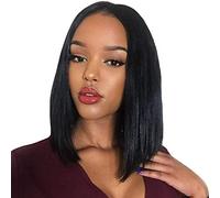 HBYLEE - Perruques Bob de 20,3 à 25,4 cm Dentelle Légères Cheveux Vierges Noirs Naturels de 20,3 cm [Couleur : 20,32 cm]