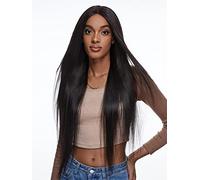 HBYLEE Perruques de cheveux humains pour femme, densité 150, raides, en V, pour cocktail, couleur : noir, 150 densité/taille : 71,8 cm