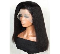HBYLEE Perruques en dentelle humaine 13 x 4 Lace Front Court Afro Straight Human Hair Wigs pour femmes noires, couleur : 250 densité 15,2 x 15,7 cm