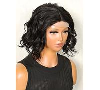 HBYLEE Perruques en dentelle humaine 13 x 4 x 1 partie T-Part Perruque cheveux humains courts bouclés pour femmes noires, couleur : 180 densité 33 x 5 x 1/Taille : 20,3 cm