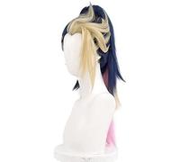 HBYLEE Wig Anime Cosplay Akali Cosplay Perruque Anime Multicolore Longue Straight Blue Gradinent Queue de cheval pour Halloween [Couleur : Onecolor]
