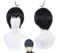 HBYLEE Wig Anime Cosplay Anime Blue Lock Isagi Yoichi Perruque de cosplay pour Halloween + bonnet [couleur unique]