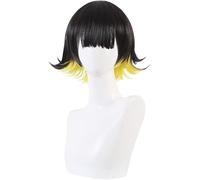 HBYLEE Wig Anime Cosplay Anime Blue Lock Meguru Bachira Perruque courte noire et jaune pour déguisement d'Halloween + bonnet [Couleur : selon le plan]