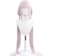 HBYLEE Wig Anime Cosplay Nekopara Cosplay Perruque synthétique avec frange pour femme avec deux queues de cheval longues et droites roses, pour fête costumée d'Halloween [Couleur : selon le plan]