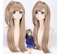HBYLEE -Wig for cosplay Anime Love Live Kotori Minami Cosplay Perruque marron blonde longue droite cheveux synthétiques pour femme Fibre résistante à la chaleur 70 cm