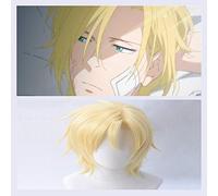 HBYLEE -Wig for Cosplay Perruque de cosplay avec bonnet de perruque dorée résistante à la chaleur Motif poisson banane et lynx Aslan Jade Callenreese
