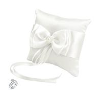 HBYMYDA Coussin pour Bagues Mariage, Coussin D'alliances avec Perle de Simulation, Oreiller Anneau de Mariage pour Bague de Fiançailles ou Alliances, Blanc