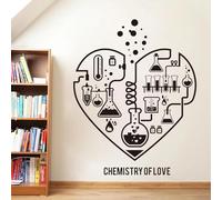 HBYUEHAN Art créatif chimie autocollant mural Science abstrait coeur vinyle autocollant mural laboratoire salle de classe chimie scientifique recherche salle décoration