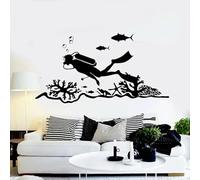 HBYUEHAN Autocollant mural de plongée sous-marine, poisson corail, pour Center de plongée sous-marine, décoration de salle de bains pour garçons et filles, décalcomanie d'art mural