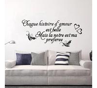 HBYUEHAN Autocollant mural en vinyle avec citation de Phrase française, feuilles d'amour, pour salon, chambre de garçon et de fille, décor de chambre d'enfants, autocollant d'art mural en vinyle