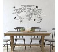 HBYUEHAN Autocollant mural en vinyle carte du monde autour du monde, papier peint de décoration intérieure pour salon, chambre d'adolescent, chambre d'enfants