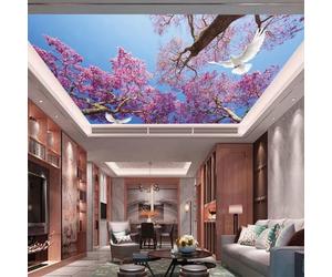 HBYUEHAN Papier peint photo 3D, toit de plafond, ciel bleu, paysage de grand arbre, affiche d'art de mode, papier peint mural de fond de salon