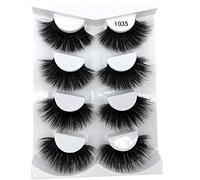 HBZGTLAD 4 paires de faux cils en cheveux de vison en 3D - Croisés et moelleux - Longueur : 25 mm - Extensions de cils faits à la main - Outils de maquillage pour les yeux (1035)
