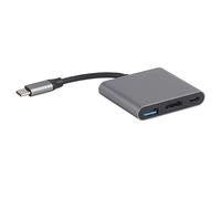 HC 04 Hub A 3 en 1 de type C vers station d'accueil, 4K HD Con avec chargement USB PD, station d'accueil multi-ports en aluminium pour ordinateur portable, téléphone, TV, disque U, n'importe quel