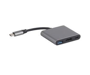 HC 04 Hub A 3 en 1 de type C vers station d'accueil, 4K HD Con avec chargement USB PD, station d'accueil multi-ports en aluminium pour ordinateur portable, téléphone, TV, disque U, n'importe quel